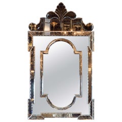 Exquisite Smoked Hollywood Venetian Style Mirror with Chain Bevel Detailing