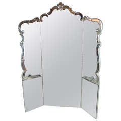 Exquisite 1940's Hollywood Regency Mirrored Dressing Screen