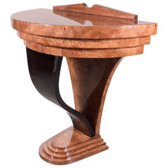 Art Deco Console in Bookmatched Burled Carpathian Elm and Black Lacquer 2