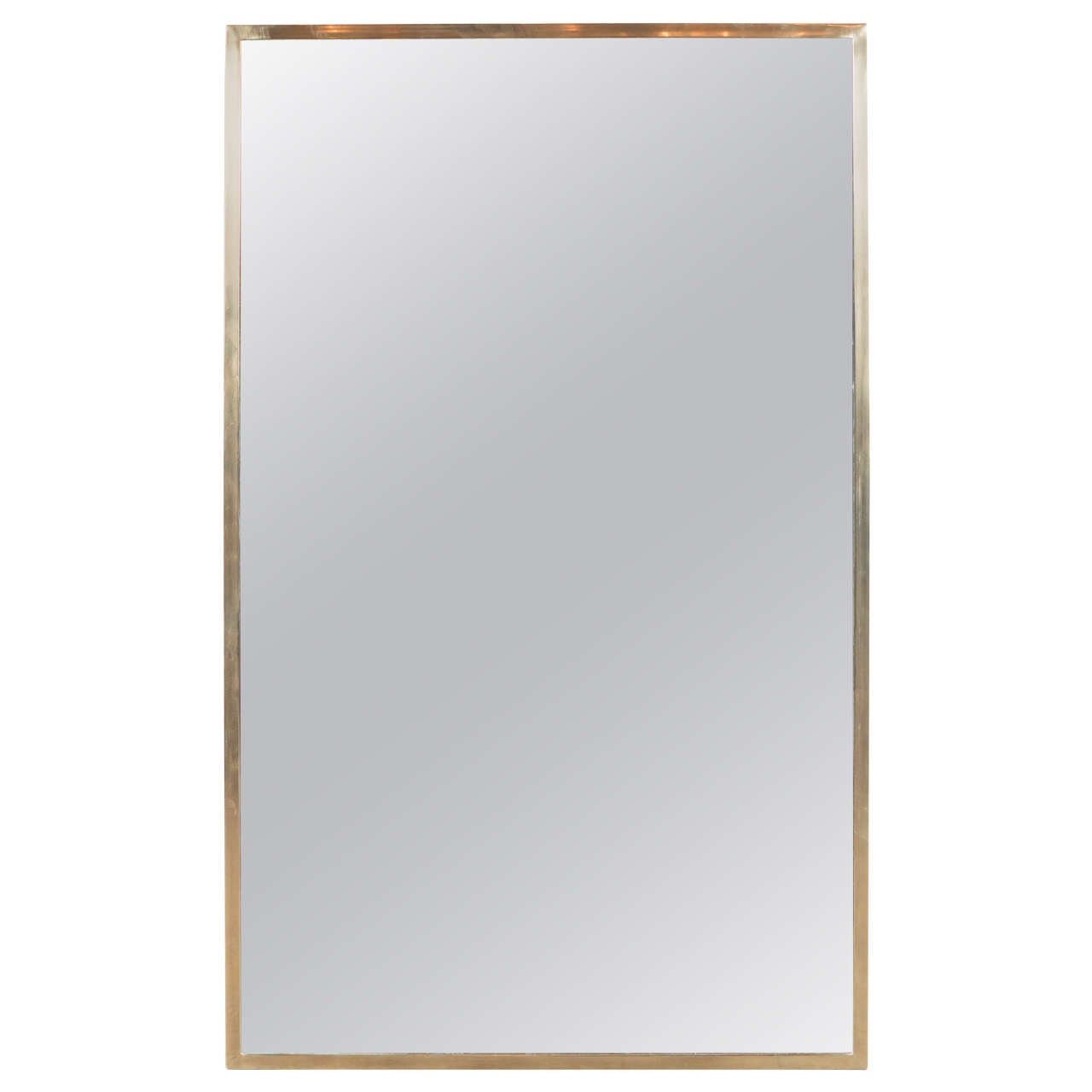 Ultra Chic Mid-Century Modernist Mirror in Brass by La Barge