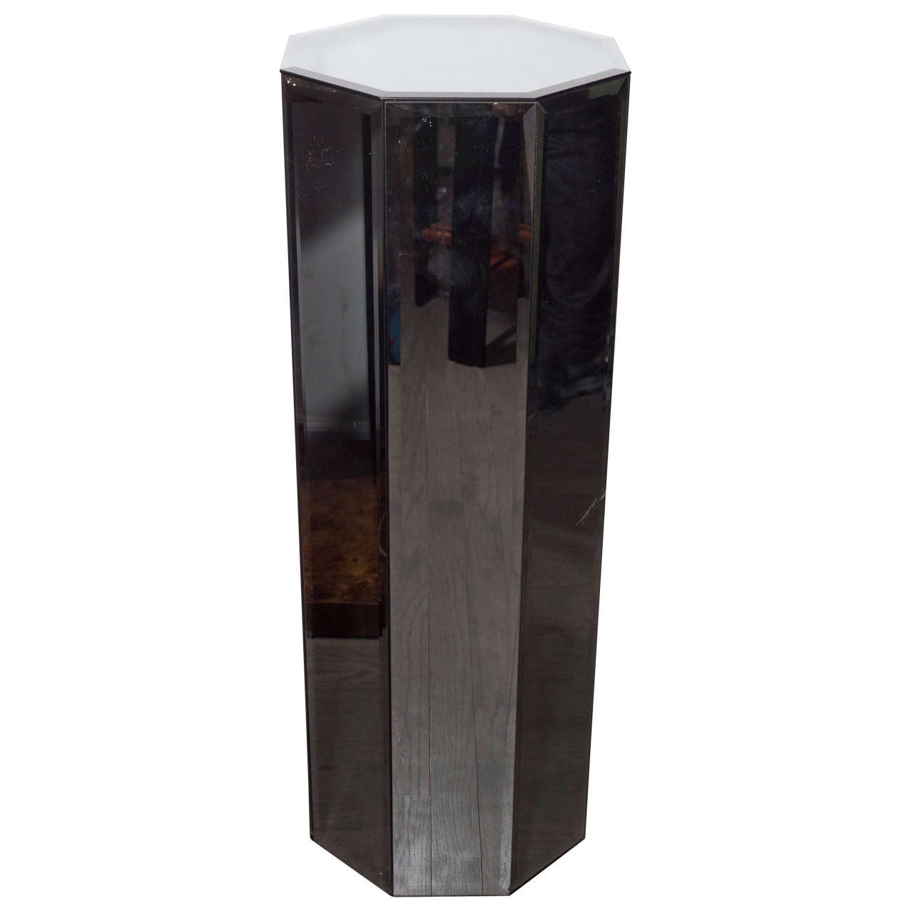 Ultra Chic Smoked Mirrored Octagonal Pedestal