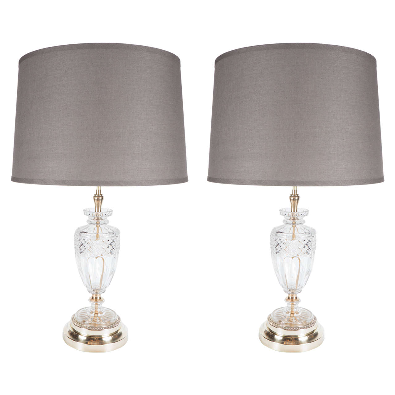 Stunning MidCentury Baccarat Crystal Lamp with Brass Fittings at