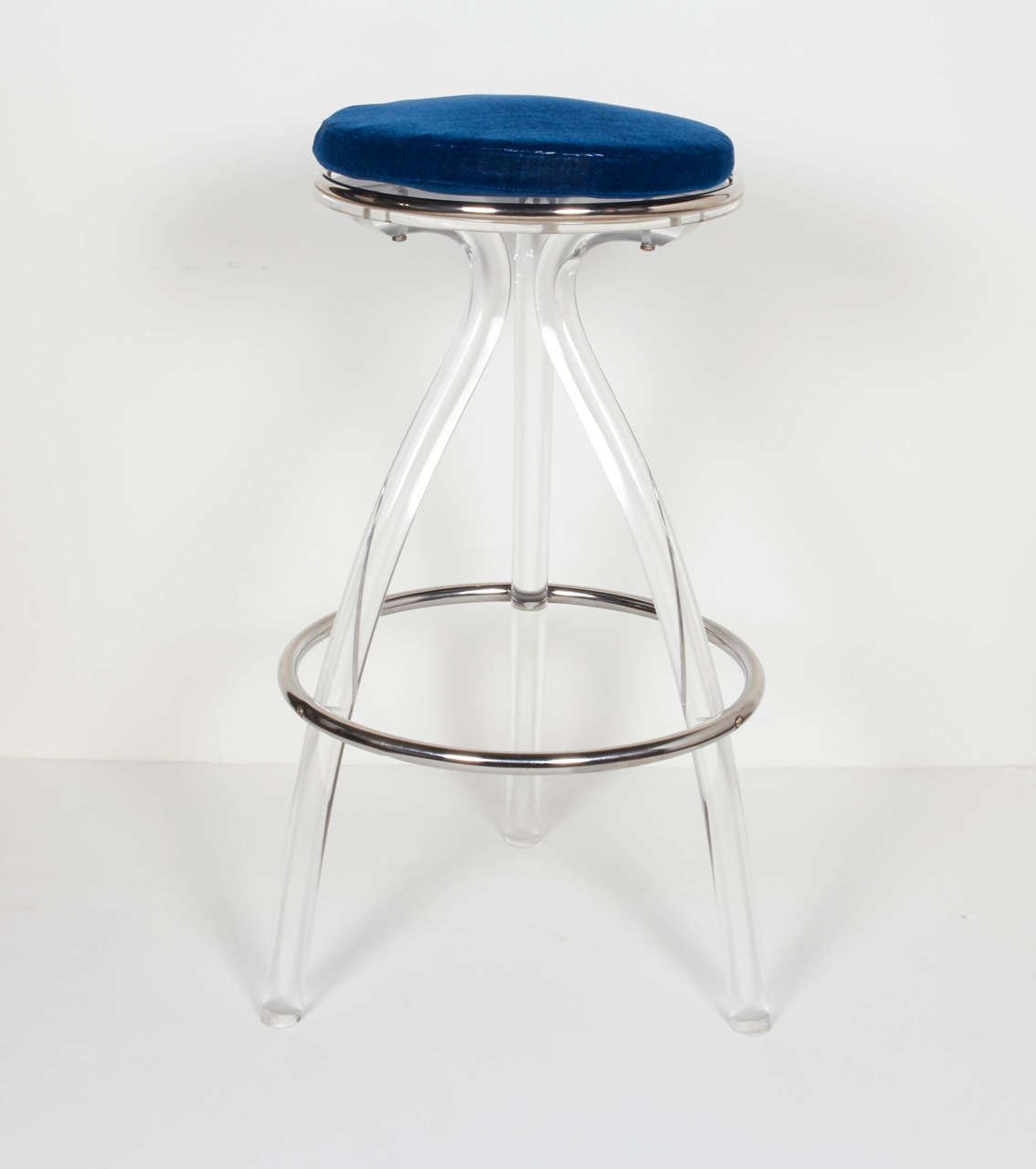 Italian Pair of Ultra Modernist Lucite Bar or Counter Stools
