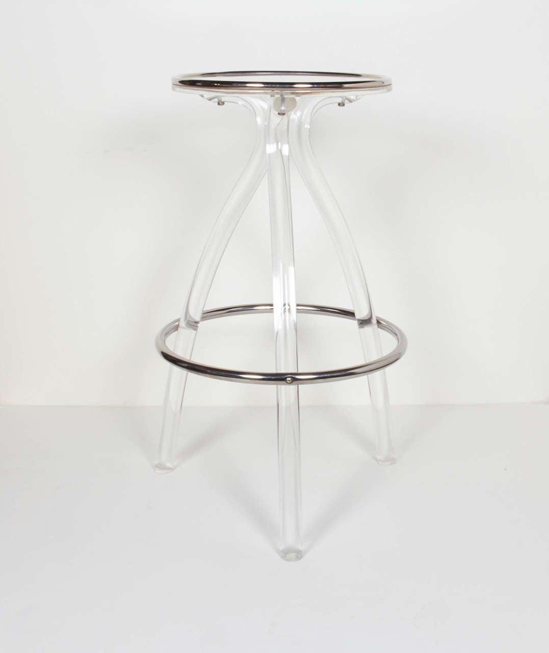 20th Century Pair of Ultra Modernist Lucite Bar or Counter Stools
