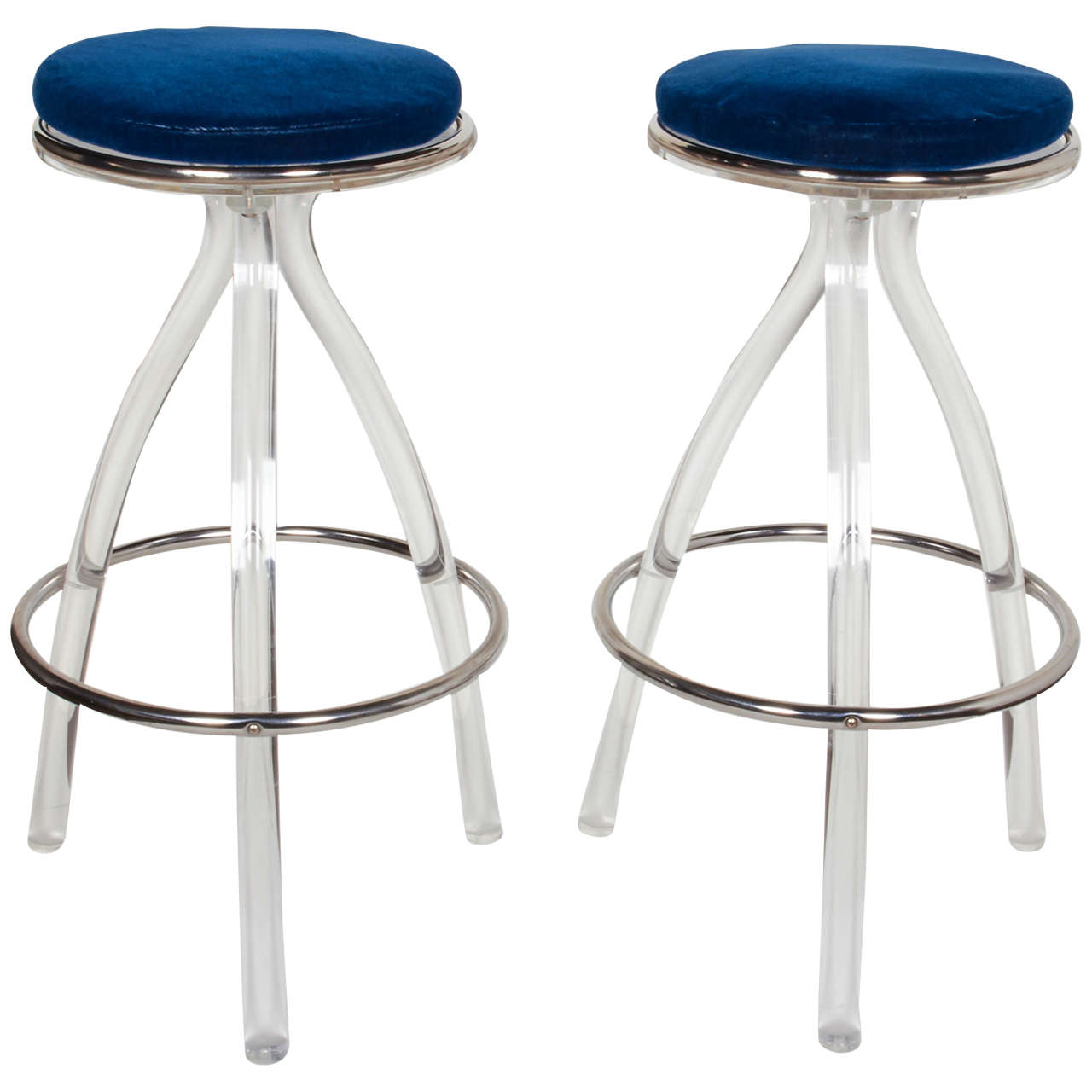 Pair of Ultra Modernist Lucite Bar or Counter Stools