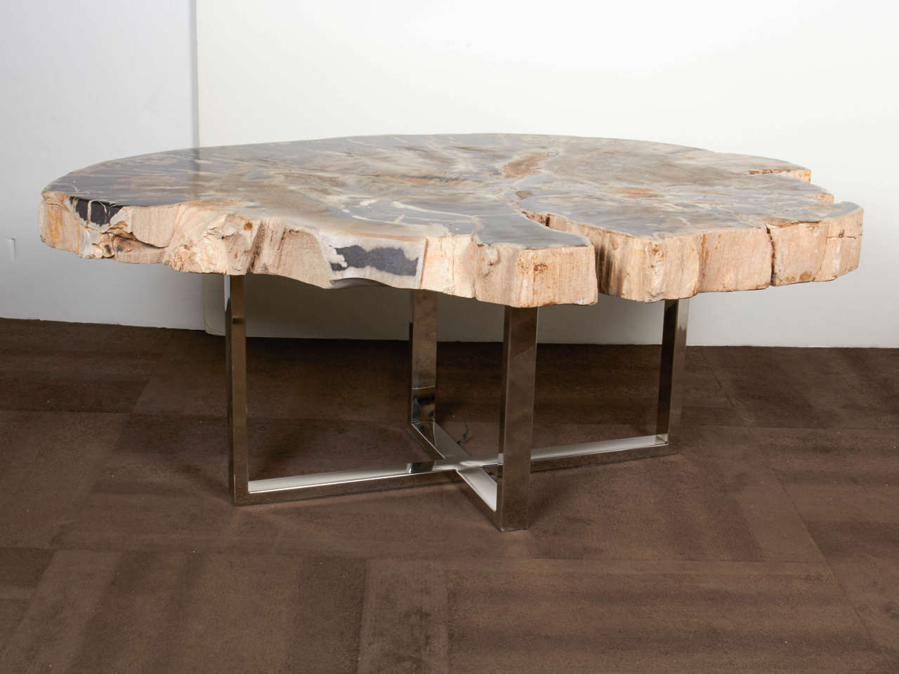 petrified wood slab side table