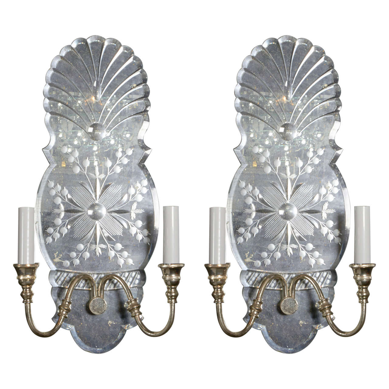 Pair of 1940s Venetian Mirrored Sconces