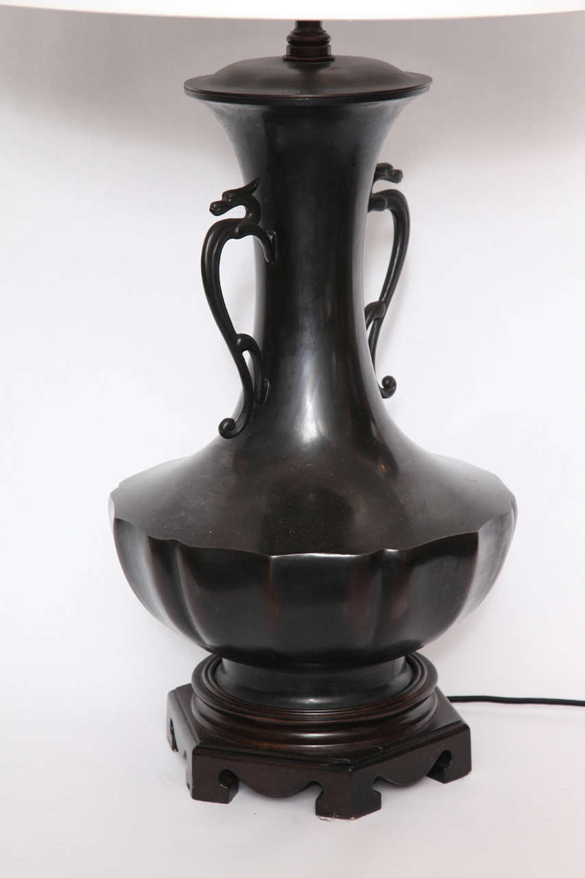 1920s Classical Modern Japanese Patinated Bronze Table Lamp 3