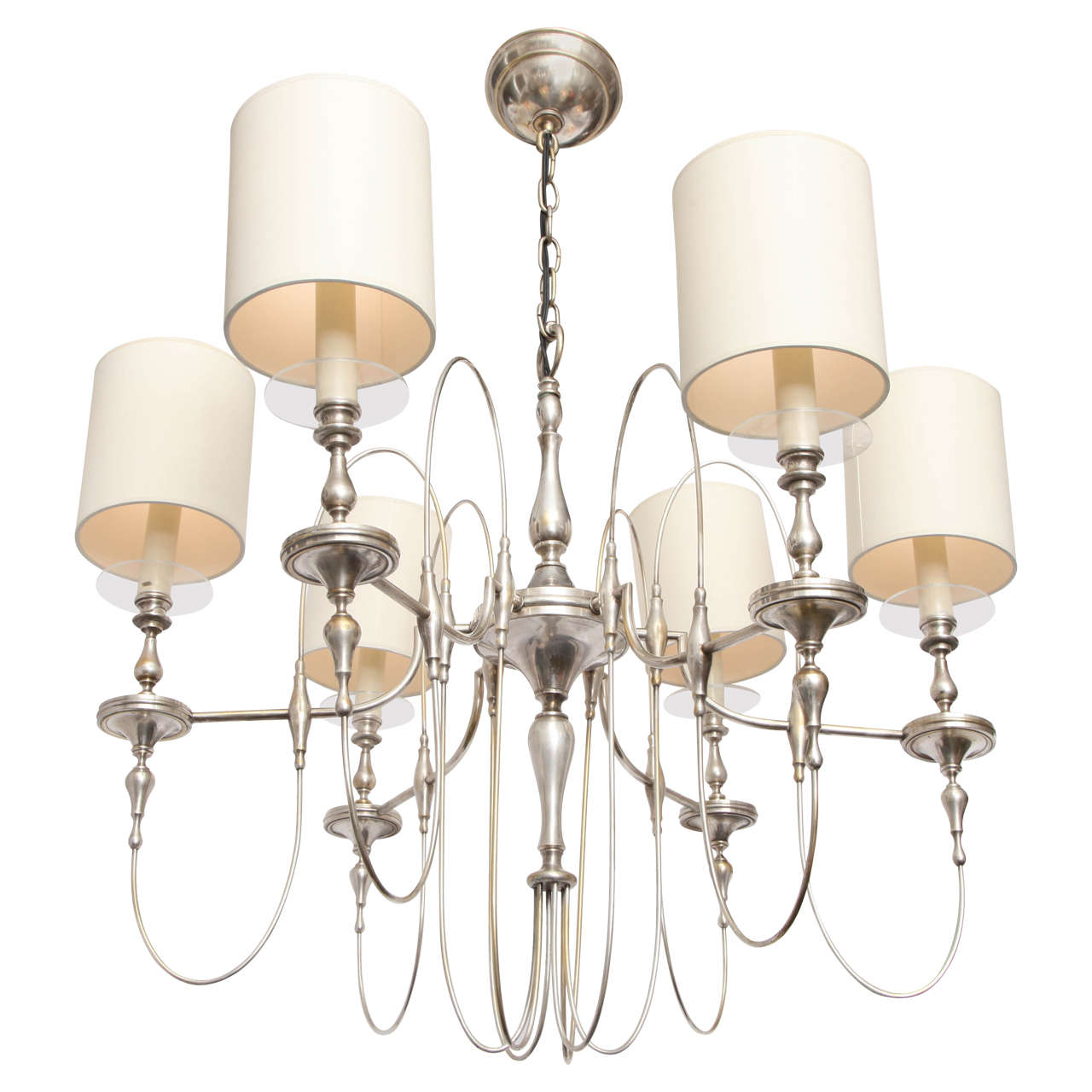 1940s Art Moderne Silver Candelabra Ceiling Fixture at 1stDibs