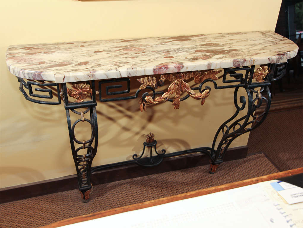 French Arts & Crafts Iron Console Table