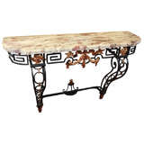French Arts & Crafts Iron Console Table