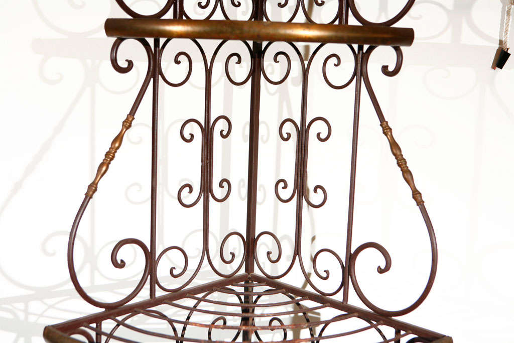 French Provincial French Baker Rack Iron and Brass