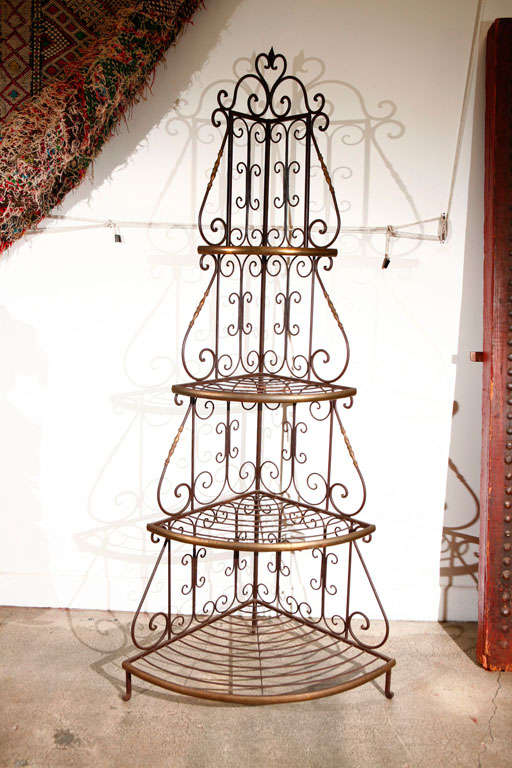 French Baker Rack Iron and Brass 3