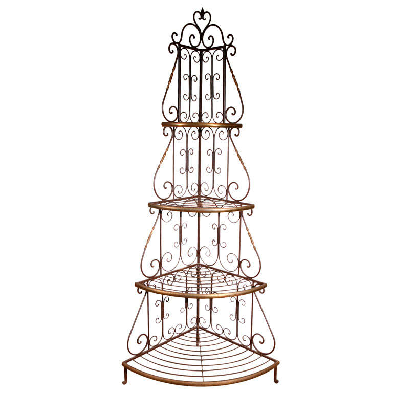 French Baker Rack Iron and Brass