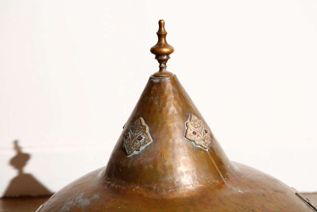 Moorish Moroccan Antique Bronze Cover with Brass Etched Decor For Sale