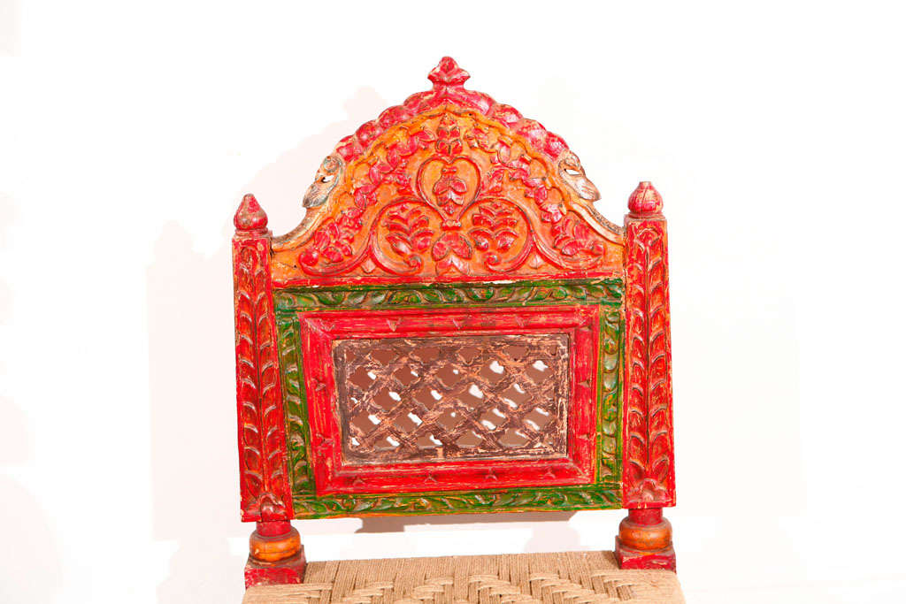 Hand made and hand carved Rajasthani low chairs with jute seat.<br />
Great for kids, to use outdoor, patio or garden or indoor in a play room.<br />
<br />
Moorish, Spanish, African, Islamic, Arabian, Middle Eastern, Egyptian,Turkish, Syrian