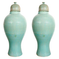 Vintage Moorish Moroccan Blue Urns with Lid