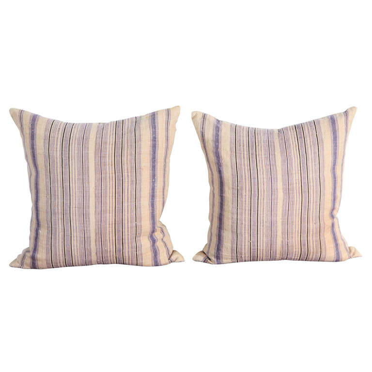 Vintage Grain Sack Fabric Pillow
