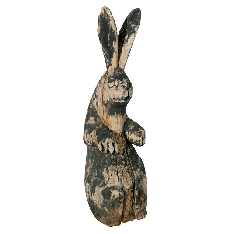 Folk Art Carved Rabbit at 1stDibs