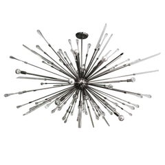 Glass Rod and Teardrop Sputnik Chandelier in Black Nickel