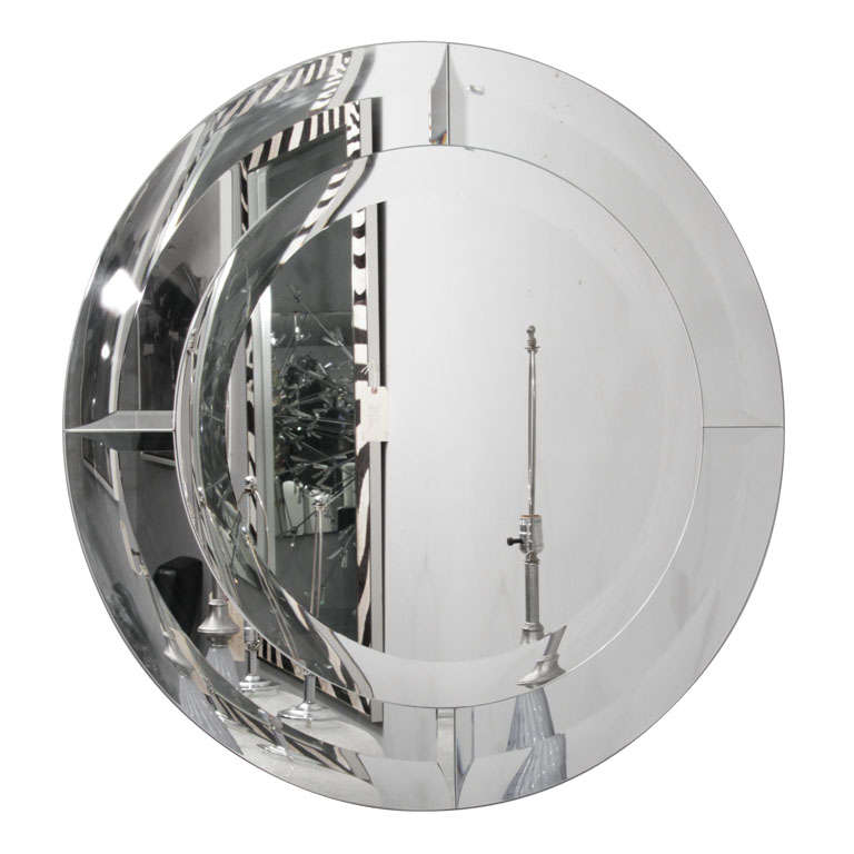 Custom Round Clear Mirror in the Manner of Karl Springer For Sale