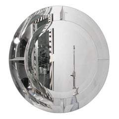 Miroir rond transparent à la manière de Karl Springer