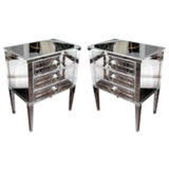 Pair of Three-Drawer Mirrored Commodes 10