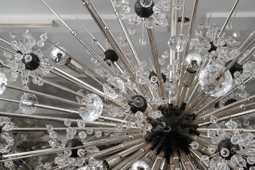 Austrian Monumental Nickel Plated Crystal Sputnik For Sale