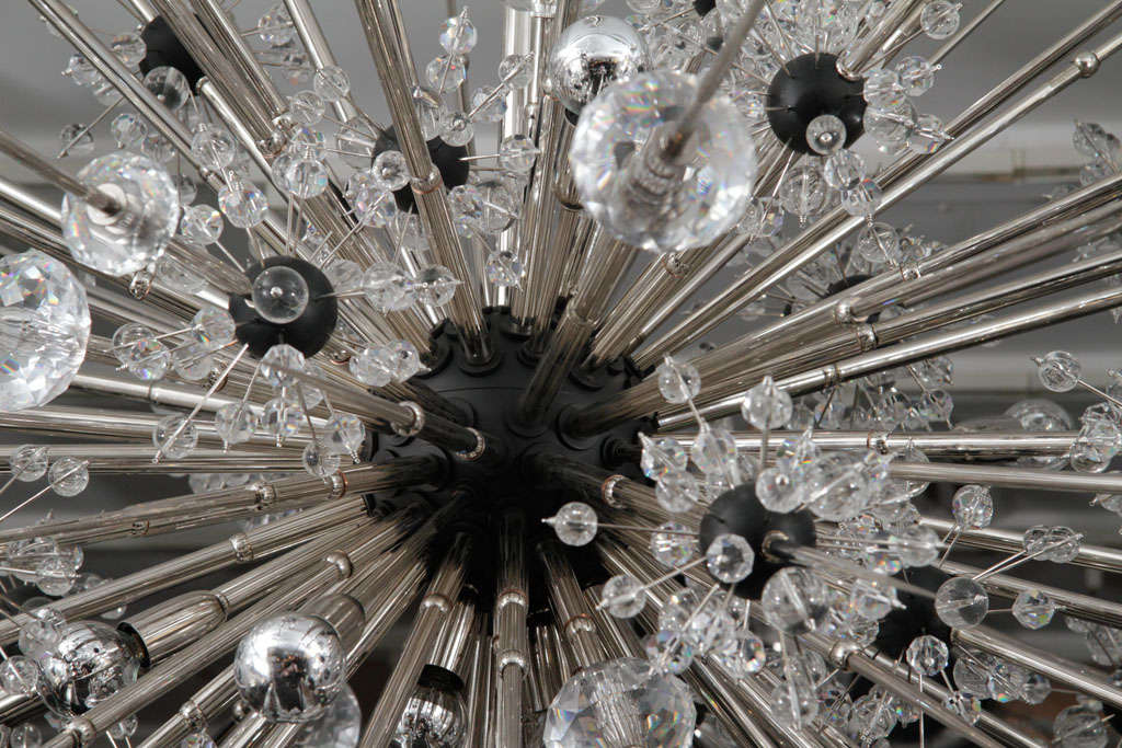 Monumental Nickel Plated Crystal Sputnik In Excellent Condition For Sale In New York, NY