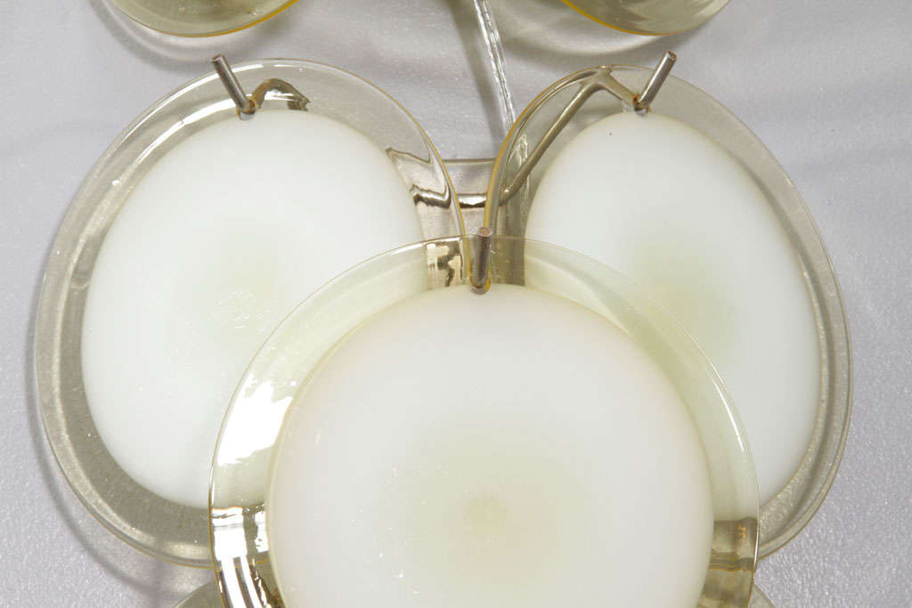 Pair of Vintage Yellow Murano Glass Disc Sconces in the Style of Vistosi In Excellent Condition In New York, NY