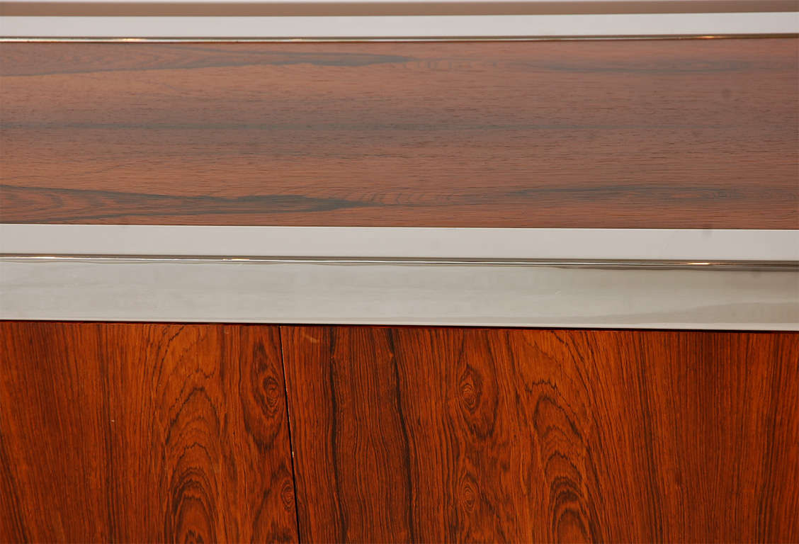 American Rosewood and Chrome Credenza from The Pace Collection