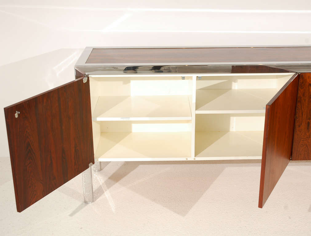 Rosewood and Chrome Credenza from The Pace Collection 1