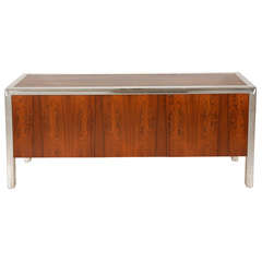 Rosewood and Chrome Credenza from The Pace Collection
