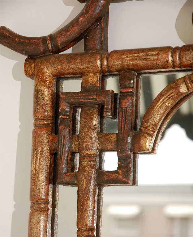 Mid-20th Century Pair of Chinese Faux Bamboo Pagoda Mirrors