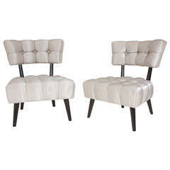 Pair of Biscuit-Tufted Hostess Chairs by William Haines