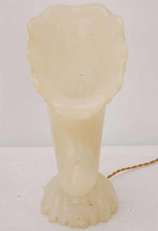 Mid-20th Century Pair of Alabaster Horn of Plenty Lamps
