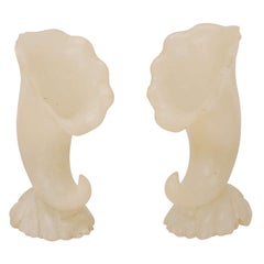 Pair of Alabaster Horn of Plenty Lamps