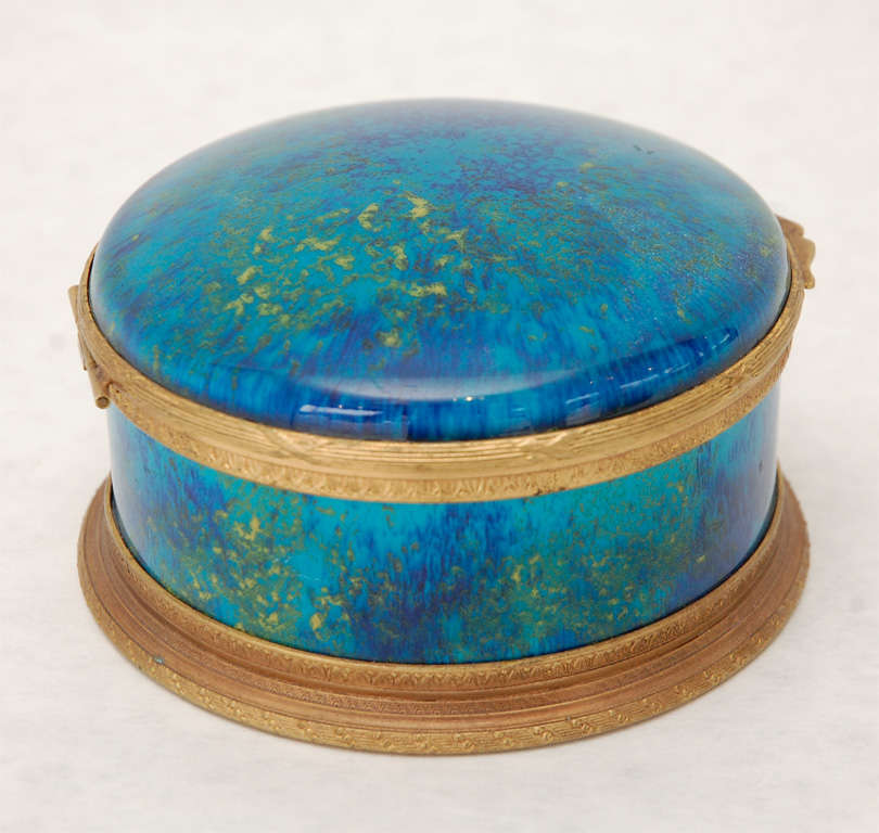 French Porcelain Box with Bronze Ormolu Mounts by Sevres