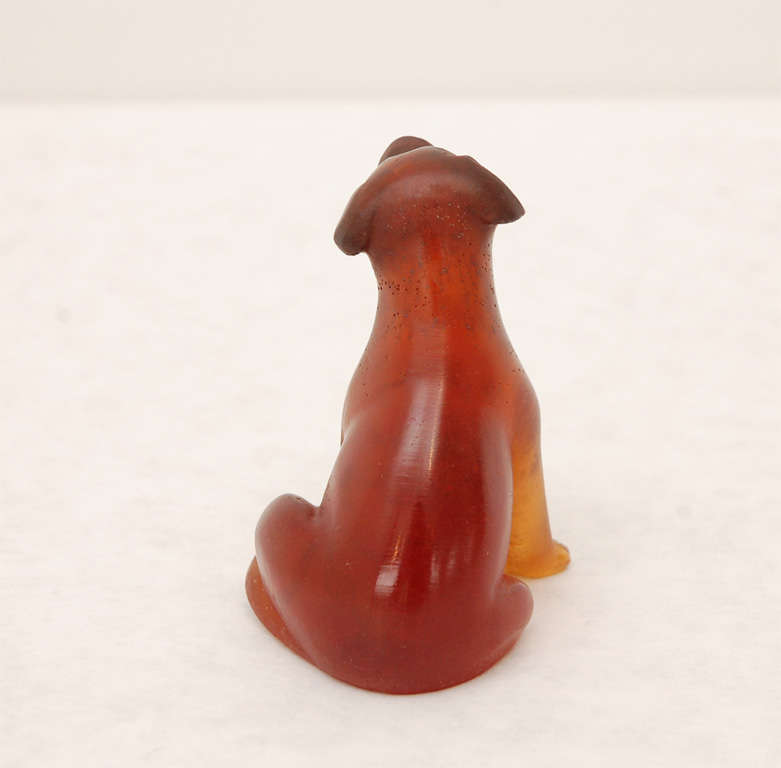 French Pate de Verre Crystal Dog by Daum