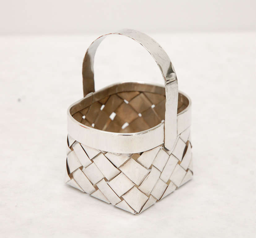 French Woven Sterling Silver Baskets by Cartier