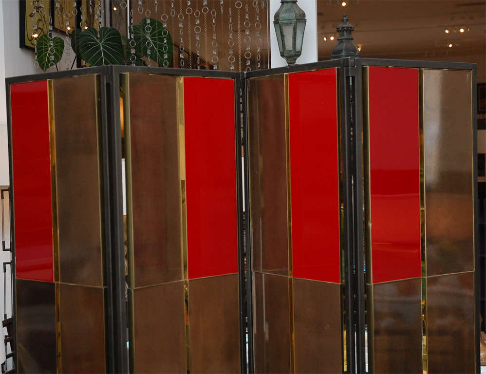 Brass & Lacquer Folding Screen for Gucci In Excellent Condition In Palm Desert, CA