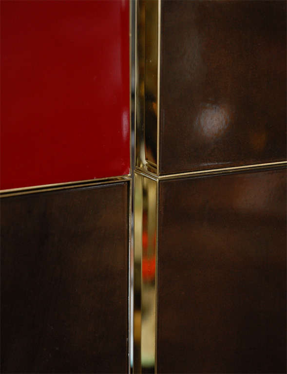 20th Century Brass & Lacquer Folding Screen for Gucci