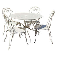 Charming 5 Piece Wrought Iron French Dining Suite