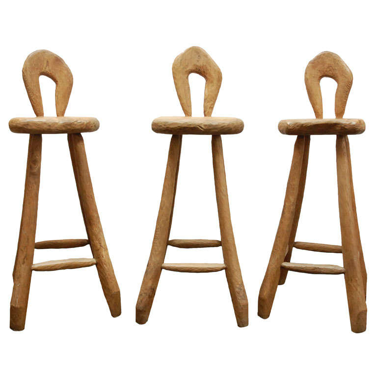 Set of Custom Oak Bar Stools at 1stDibs