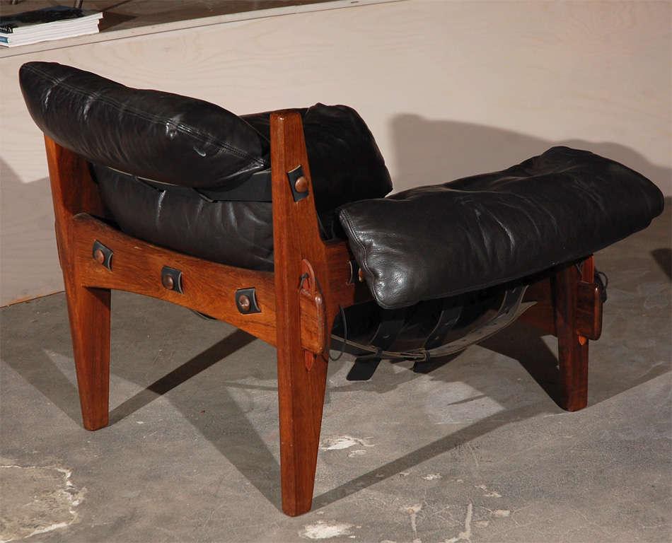 Leather Sergio Rodrigues Pair of Chairs and Ottomans