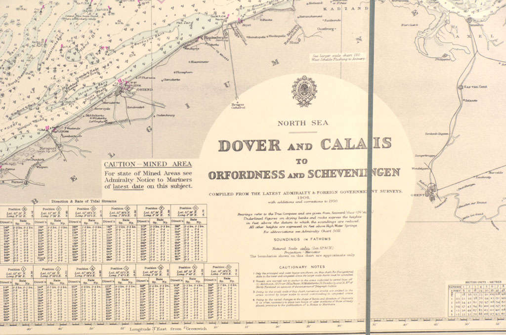 20th Century Dover to Calais, Antique Nautical Map