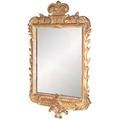Antique 18th C. Gilded Crown Mirror