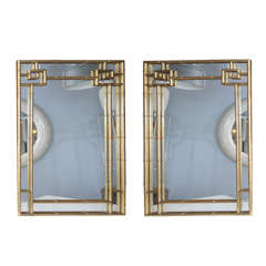 Pair of Solid Brass Faux Bamboo Mirrors