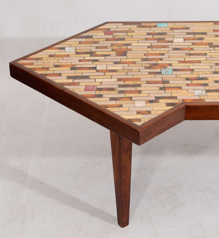 Mid-Century Modern Hohenberg Mosaic Tile Top Coffee Table