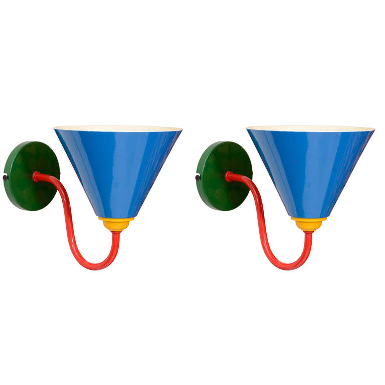 Pair of Colorful Wall Sconces